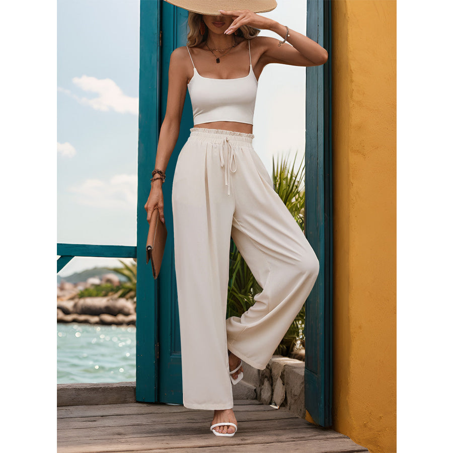 Tied Wide Leg Pants Apparel and Accessories