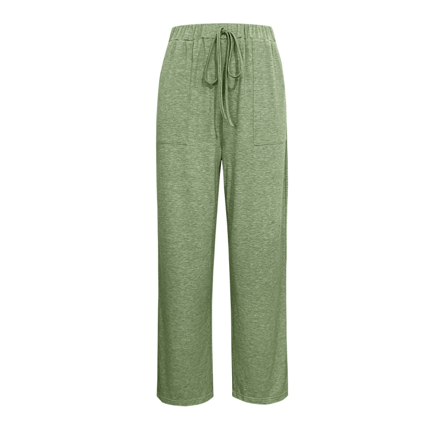 Tied Wide Leg Pants with Pockets Apparel and Accessories