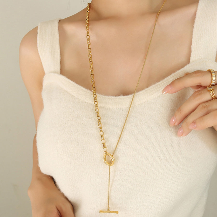 Titanium Steel Chain Necklace Gold / One Size Apparel and Accessories