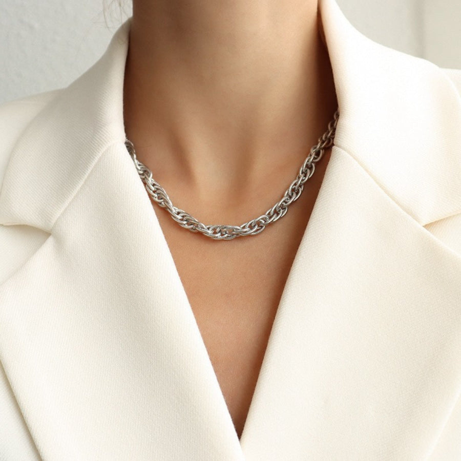 Titanium Steel Chain Necklace Silver / One Size Apparel and Accessories