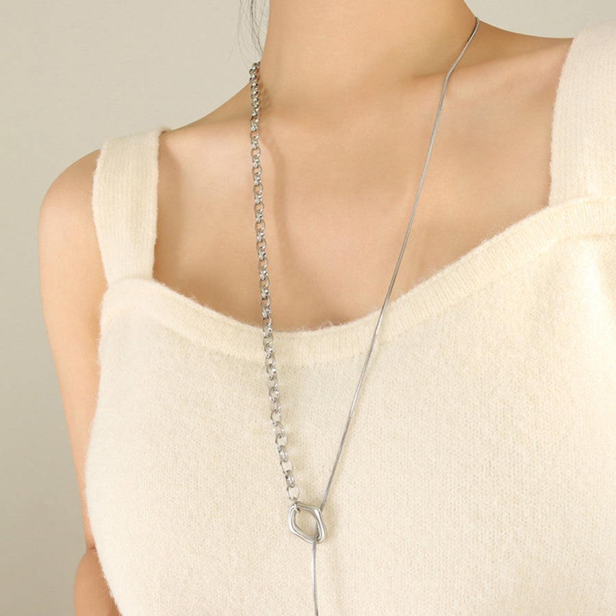 Titanium Steel Chain Necklace Silver / One Size Apparel and Accessories