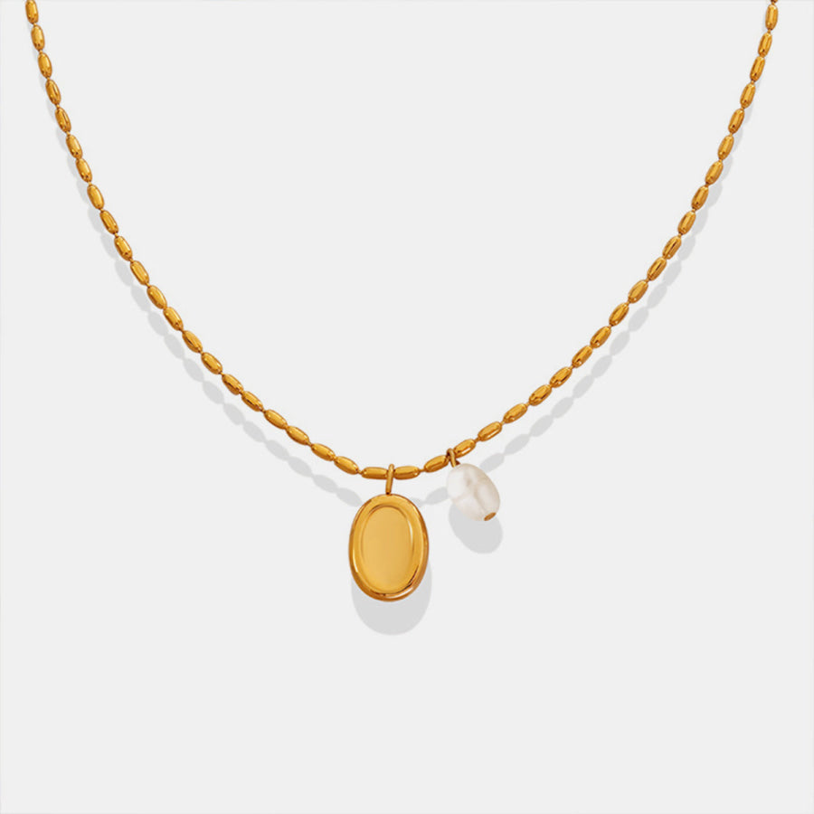 Titanium Steel Freshwater Pearl Pendant Necklace Apparel and Accessories
