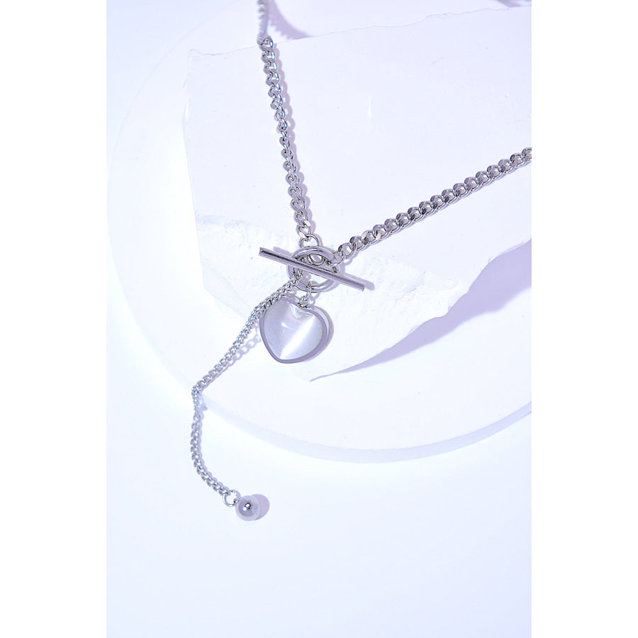 Titanium Steel Heart Necklace Silver / One Size Apparel and Accessories