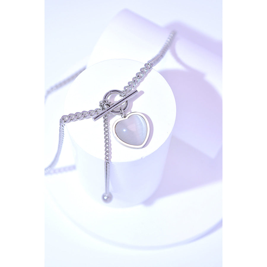 Titanium Steel Heart Necklace Silver / One Size Apparel and Accessories