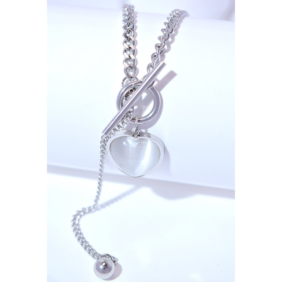 Titanium Steel Heart Necklace Silver / One Size Apparel and Accessories