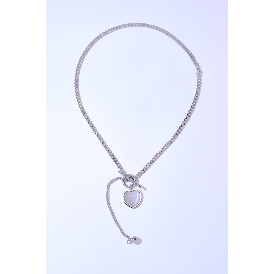 Titanium Steel Heart Necklace Silver / One Size Apparel and Accessories