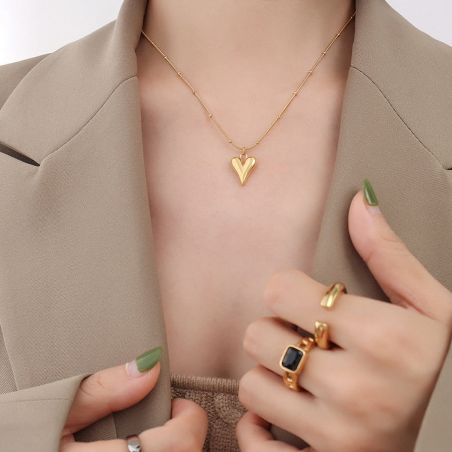 Titanium Steel Heart Pendant Necklace Apparel and Accessories