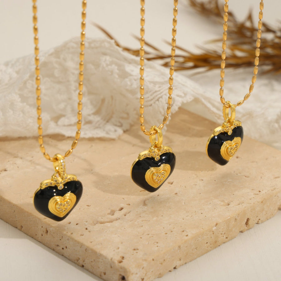 Titanium Steel Heart Shape Necklace Gold / One Size Accessories