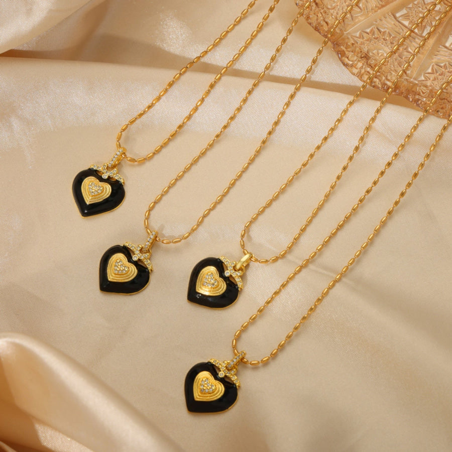 Titanium Steel Heart Shape Necklace Gold / One Size Accessories