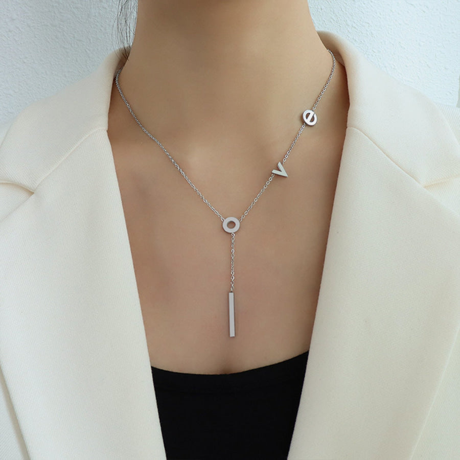 Titanium Steel Letter Necklace Silver / One Size Apparel and Accessories