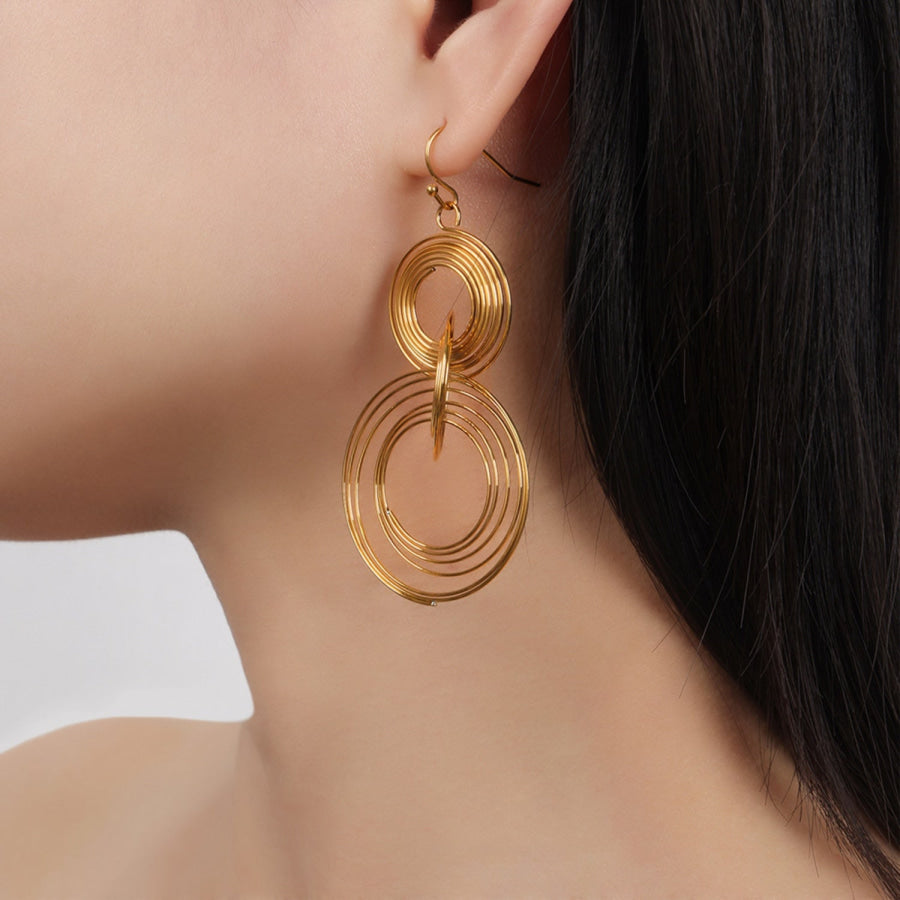 Titanium Steel Multi - Layered Round Shape Earrings Gold / One Size Apparel and Accessories