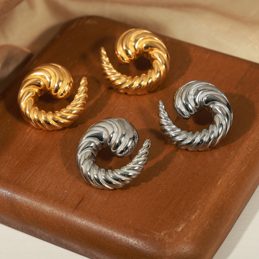 Titanium Steel Spiral Shape Stud Earrings Apparel and Accessories