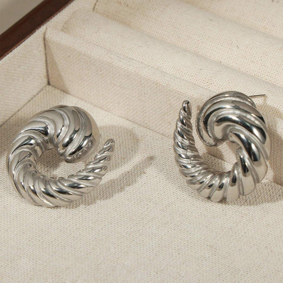 Titanium Steel Spiral Shape Stud Earrings Apparel and Accessories