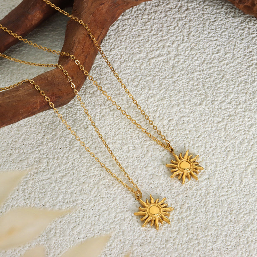Titanium Steel Sun Shape Pendant Necklace Gold / One Size Apparel and Accessories