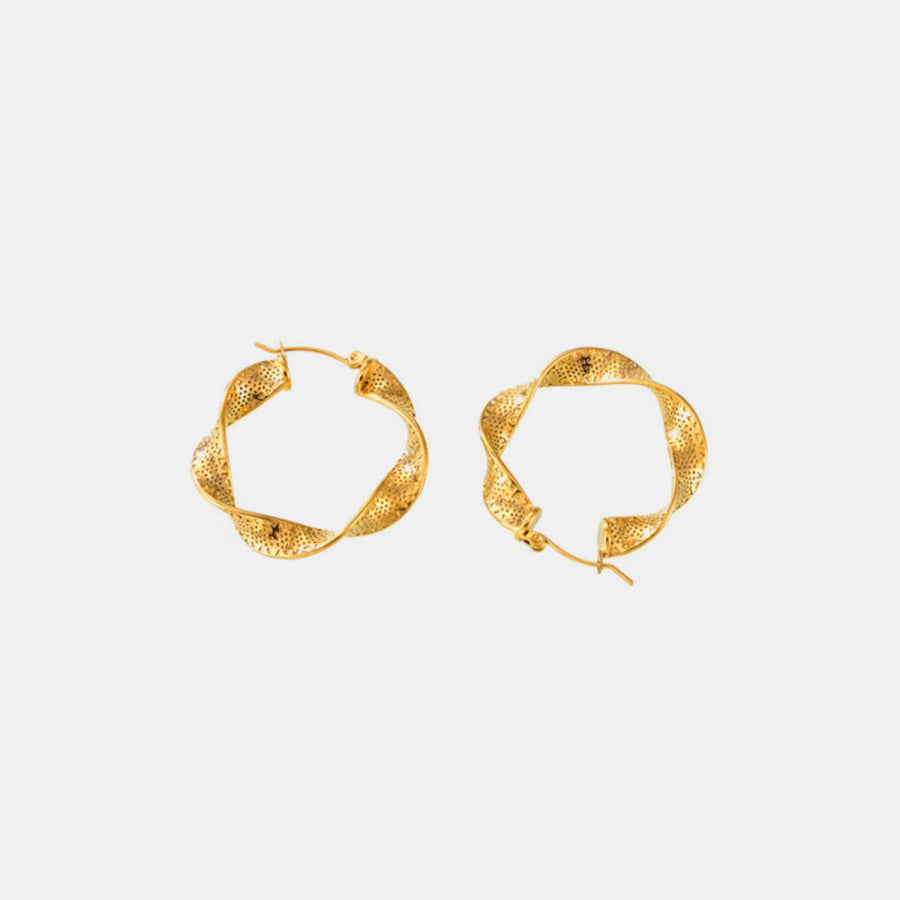 Titanium Steel Twisted Earrings Gold / One Size Apparel and Accessories