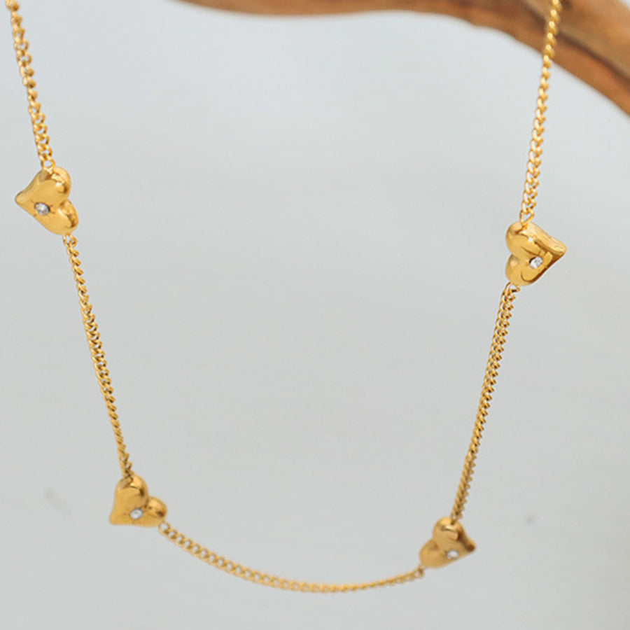 Titanium Steel Zircon Heart Necklace Apparel and Accessories