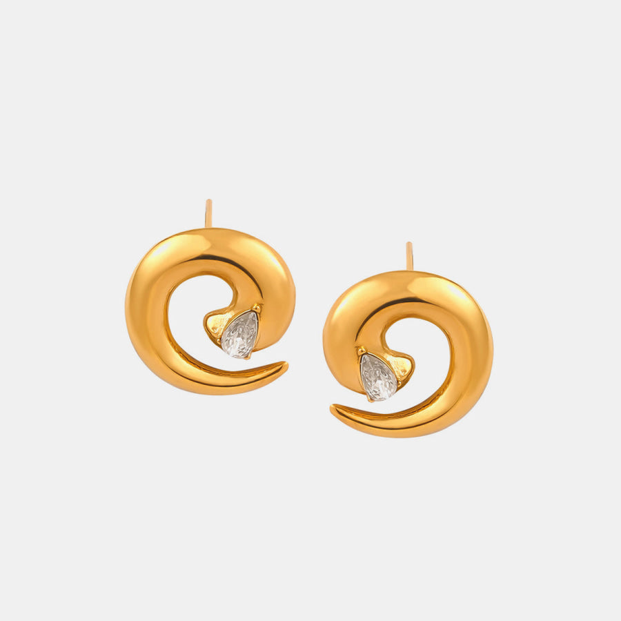 Titanium Steel Zircon Spiral Shape Earrings Gold / One Size Apparel and Accessories