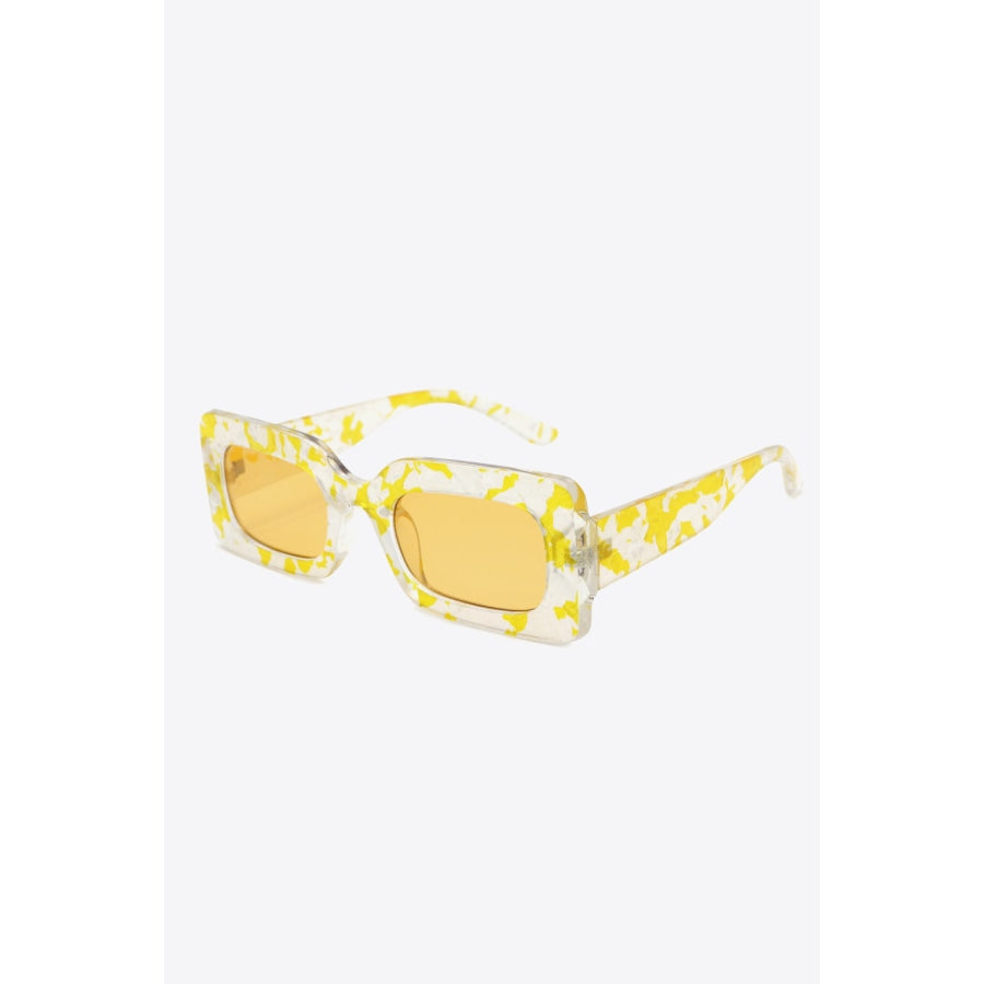 Tortoiseshell Rectangle Polycarbonate Sunglasses Butter Yellow / One Size