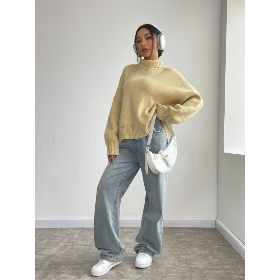 Turtleneck Dropped Shoulder Sweater Apparel and Accessories