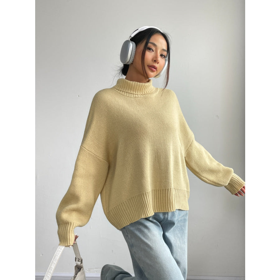 Turtleneck Dropped Shoulder Sweater Apparel and Accessories