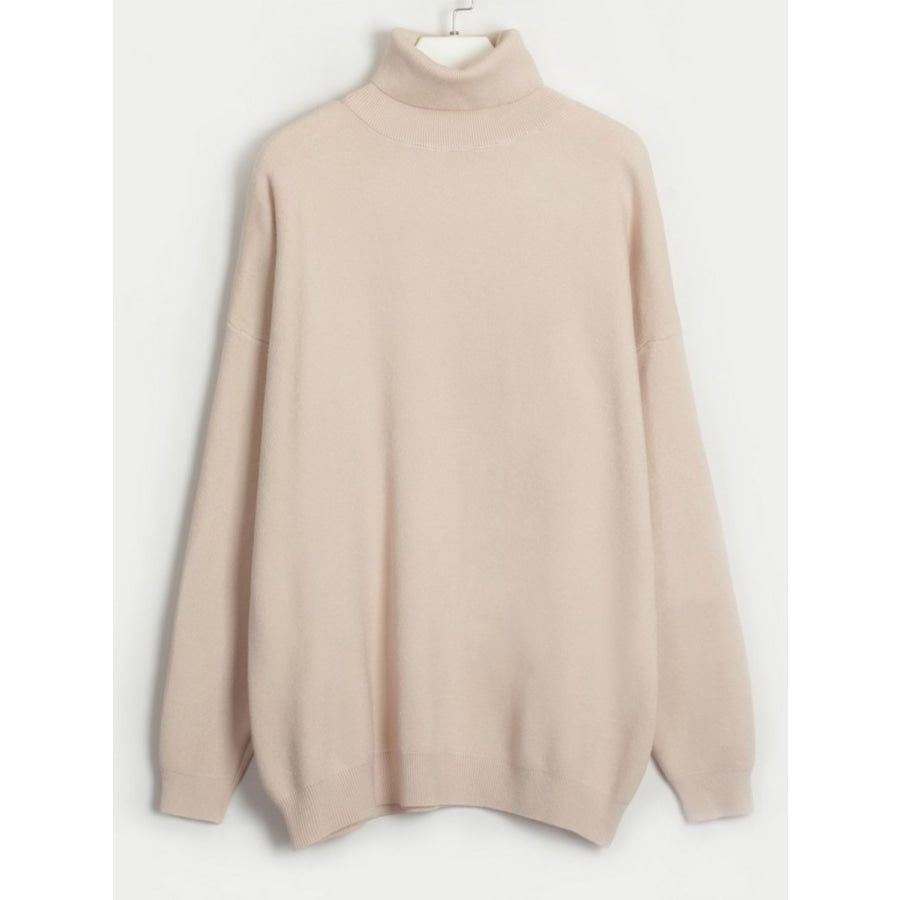 Turtleneck Long Sleeve Top and Drawstring Pants Sweater Set Apparel and Accessories