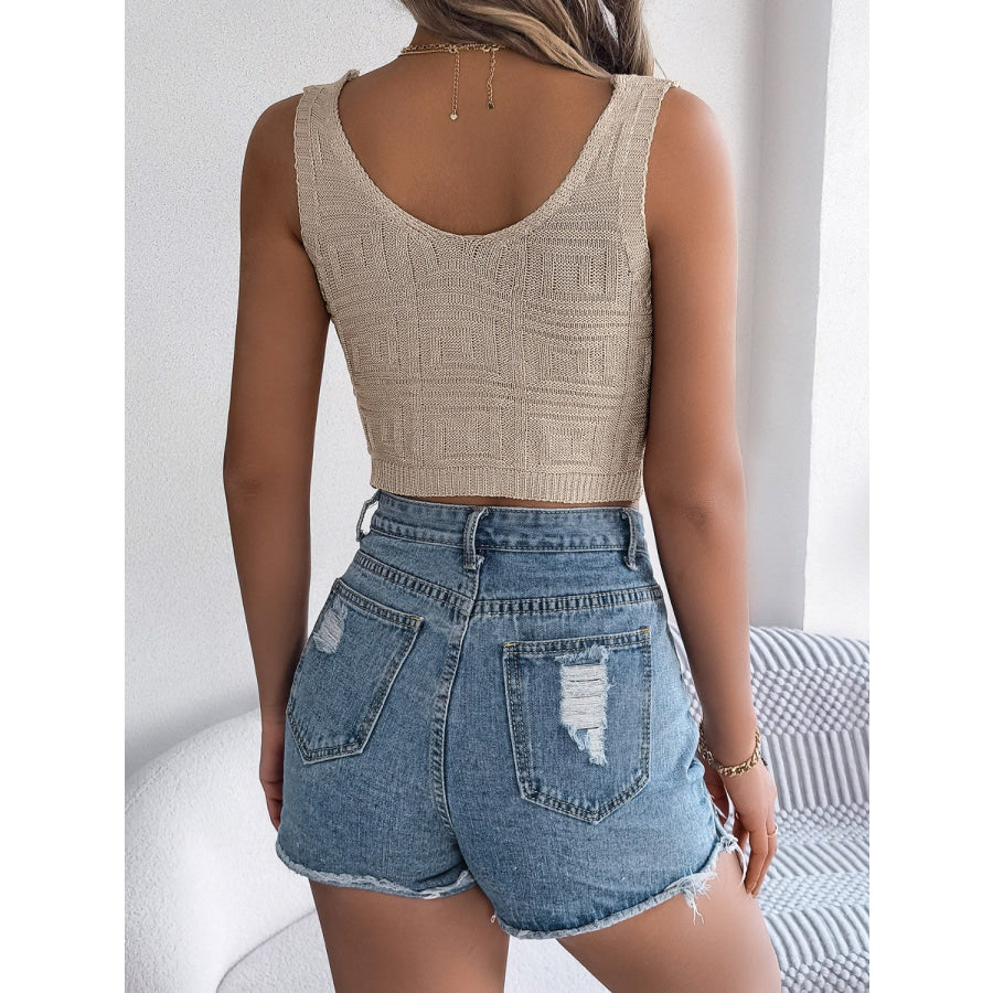Twisted V-Neck Knit Vest Shirts & Tops