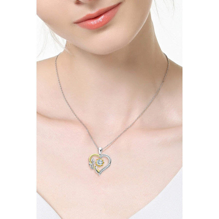 Two-Tone 1 Carat Moissanite Heart Pendant Necklace Heart / One Size