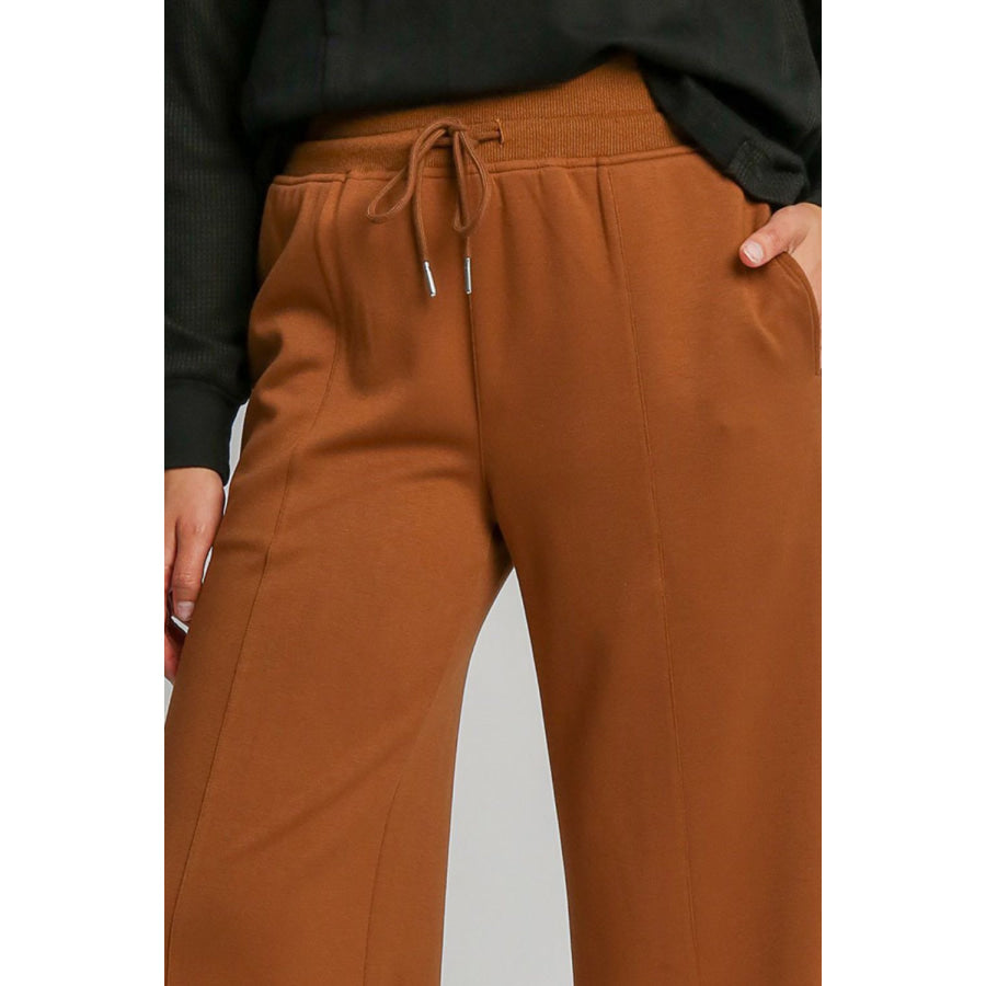 Umgee Drawstring Wide Leg Pants with Pockets Apparel and Accessories
