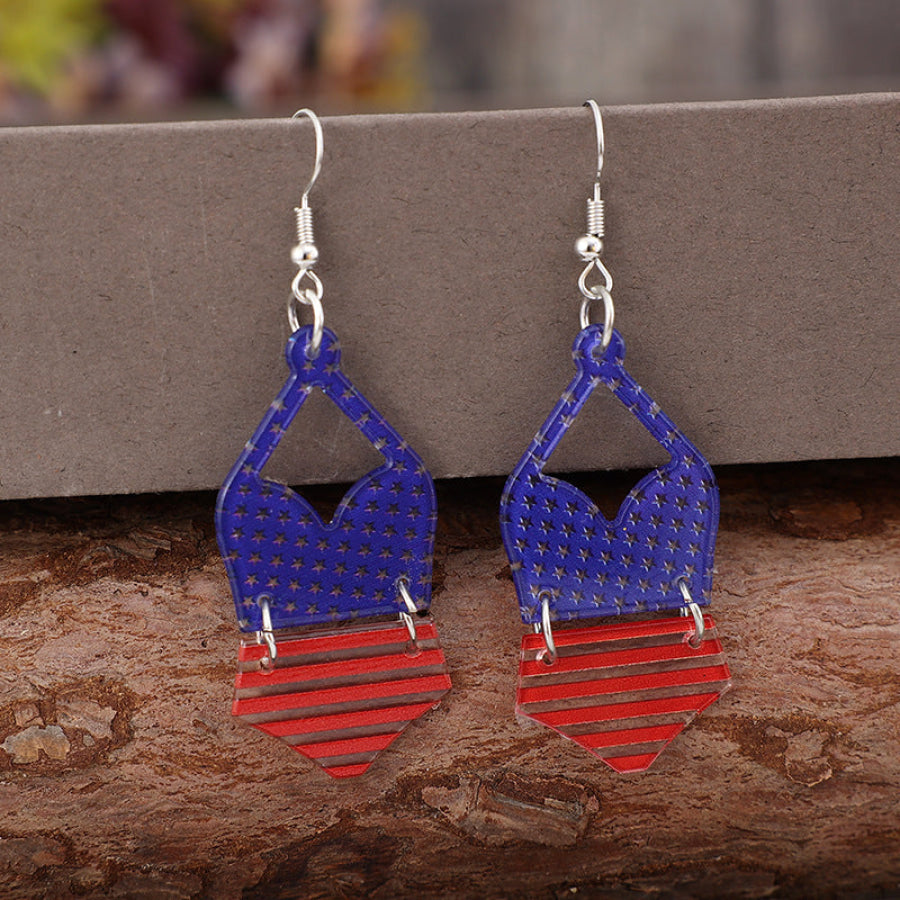 US Flag Pattern Acrylic Earrings Navy / One Size Apparel and Accessories