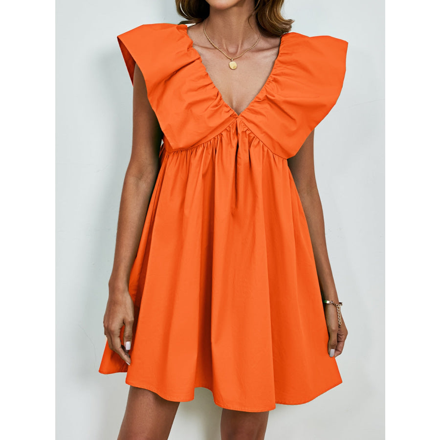 V-Neck Cap Sleeve Mini Dress Tangerine / S Apparel and Accessories