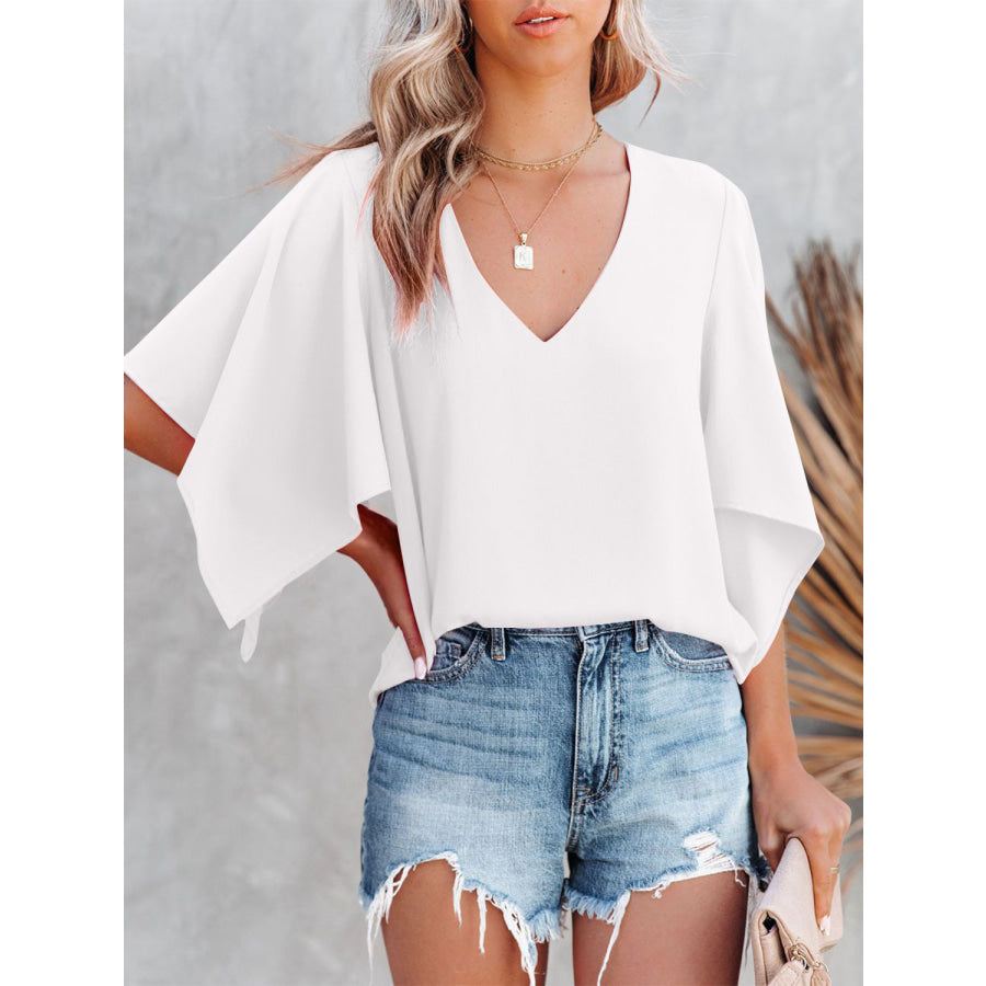 V-Neck Half Sleeve Blouse Apparel and Accessories