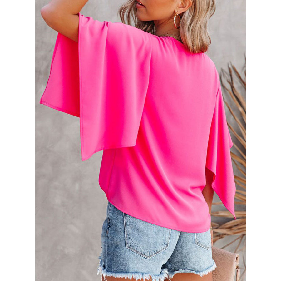 V-Neck Half Sleeve Blouse Apparel and Accessories