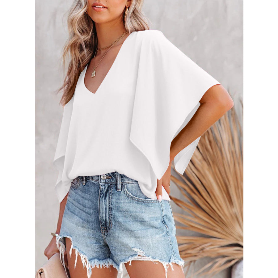V-Neck Half Sleeve Blouse Apparel and Accessories