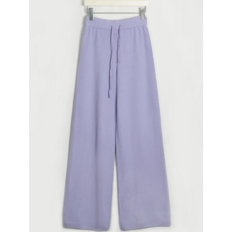 V-Neck Long Sleeve Top and Drawstring Pants Sweater Set Apparel and Accessories