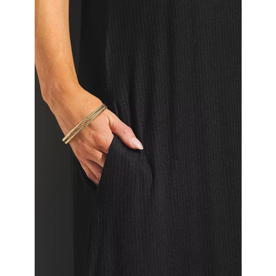 V-Neck Ruffled Hem Midi Cami Dress Apparel and Accessories