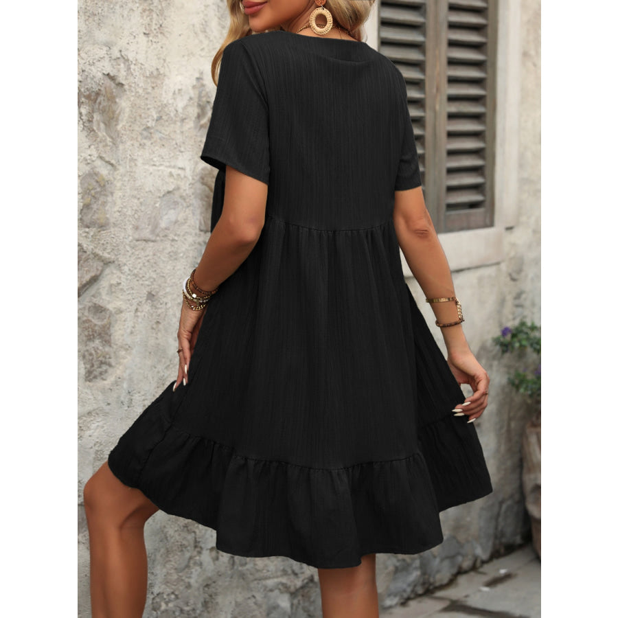V - Neck Short Sleeve Mini Dress Apparel and Accessories