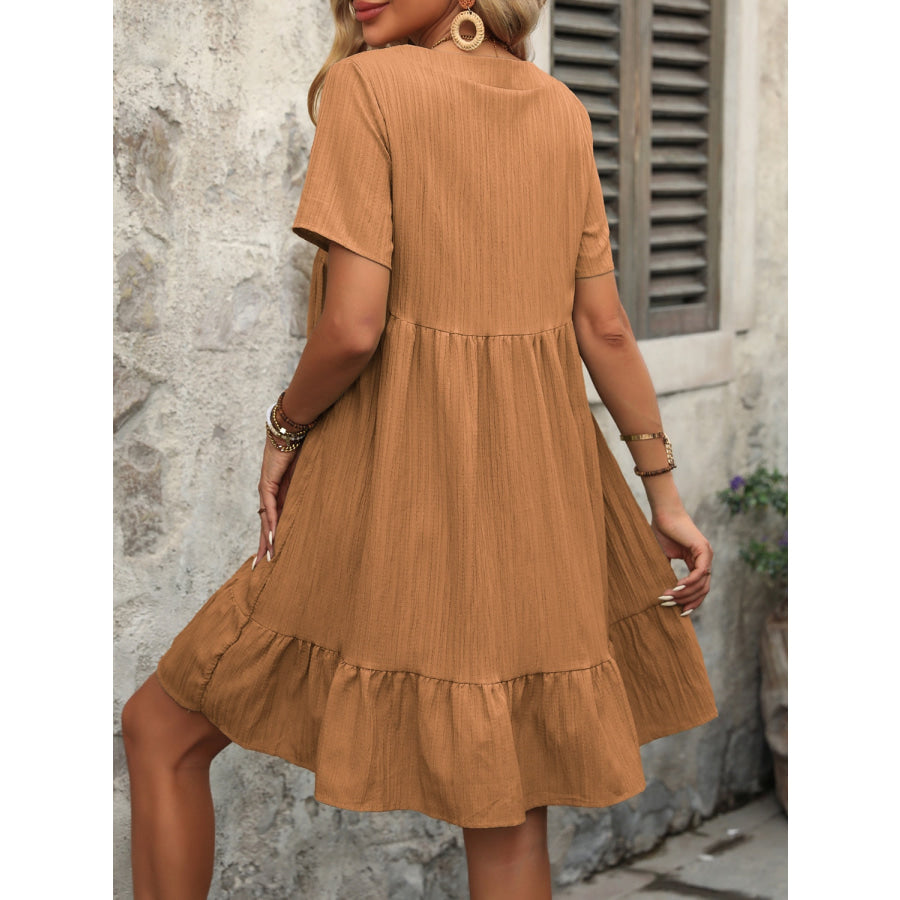 V - Neck Short Sleeve Mini Dress Apparel and Accessories