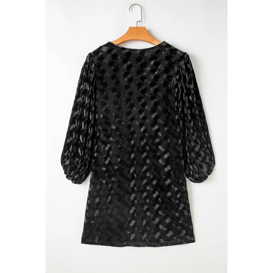 V-Neck Three-Quarter Sleeve Velvet Mini Dress Apparel and Accessories