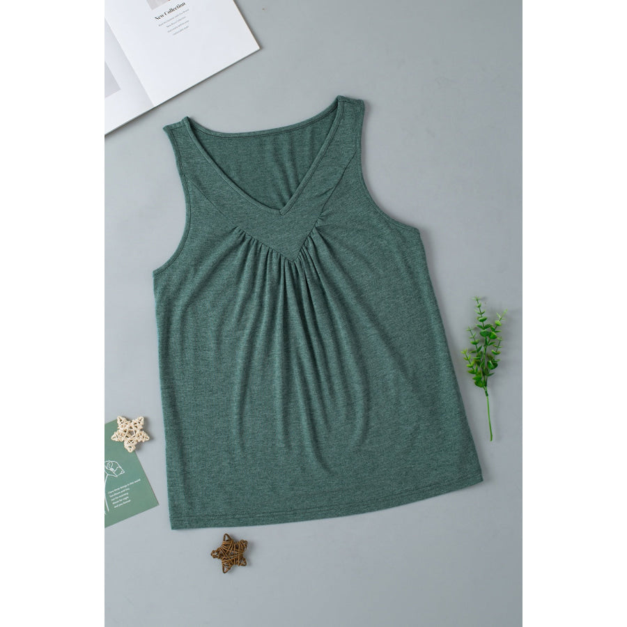 V-Neck Wide Strap Tank Shirts & Tops