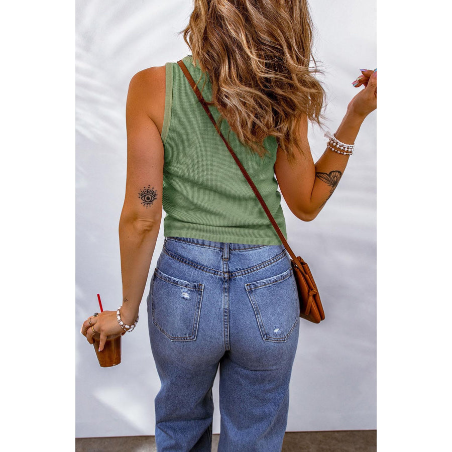 Waffle-Knit Scoop Neck Tank Top Apparel and Accessories