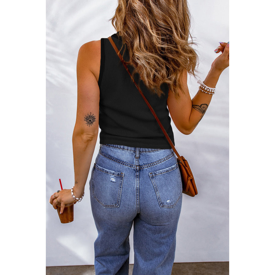 Waffle-Knit Scoop Neck Tank Top Apparel and Accessories