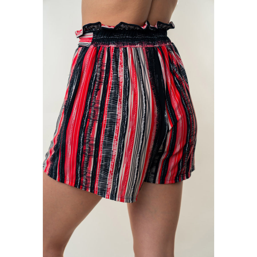 White Birch Full Size High Waisted Striped Shorts Apparel and Accessories