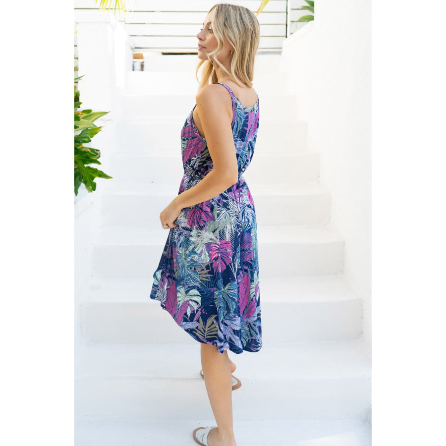 White Birch Sleeveless Tropical Print Dress Navy Multi / S Apparel and Accessories