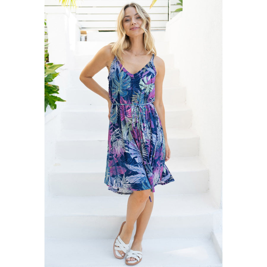 White Birch Sleeveless Tropical Print Dress Apparel and Accessories