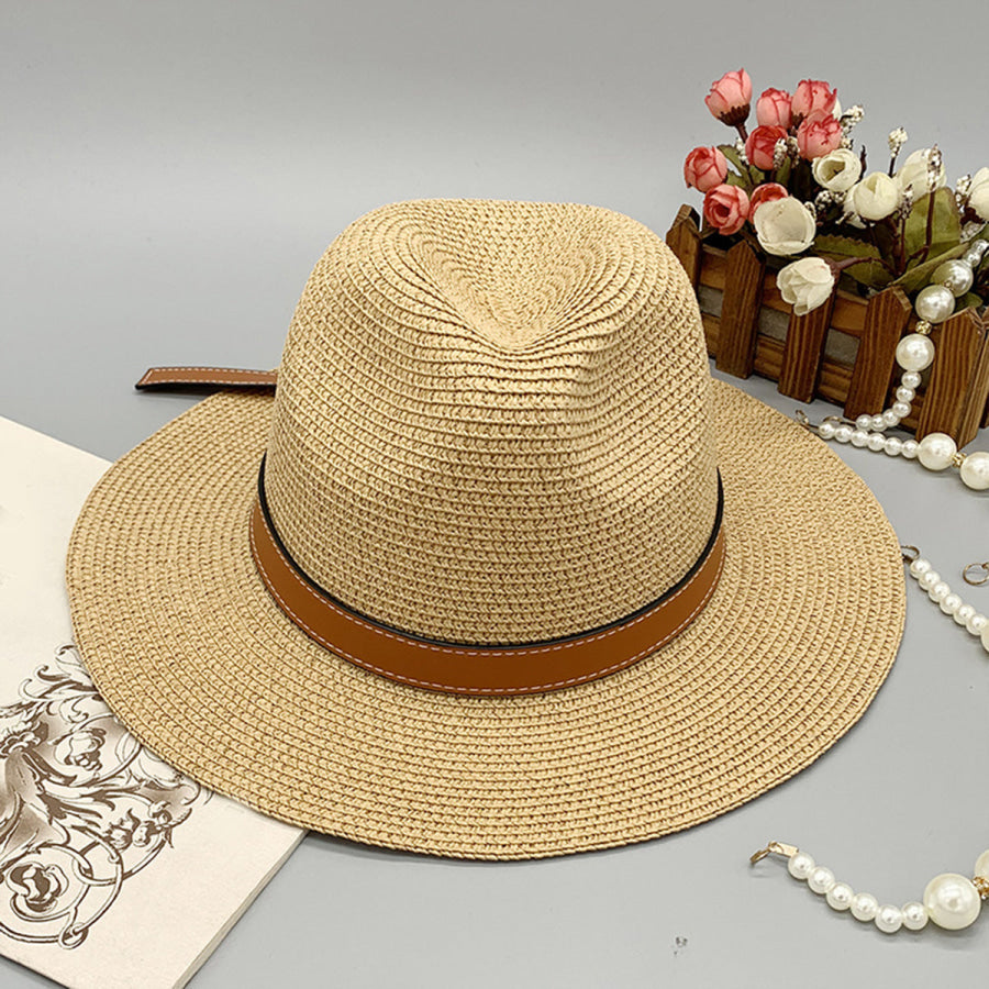 Wide Brim Paper Braided Hat Tan / One Size Apparel and Accessories
