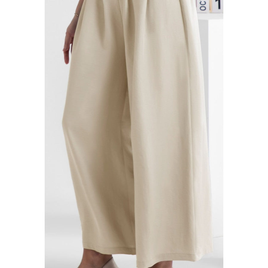 Wide Leg Elastic Waist Pants Apparel and Accessories