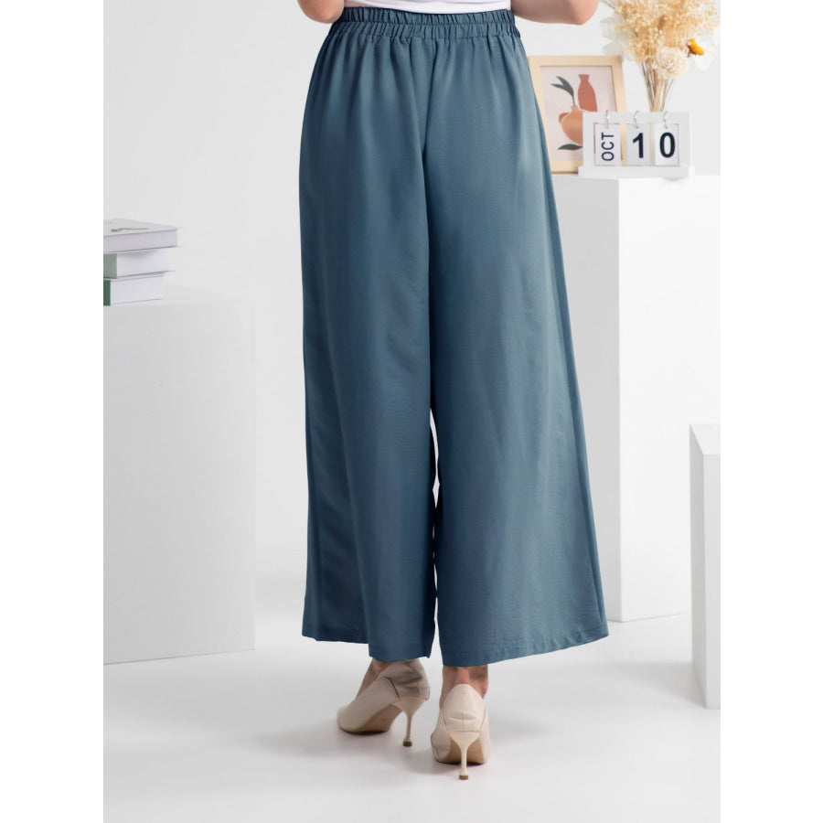 Wide Leg Elastic Waist Pants Apparel and Accessories