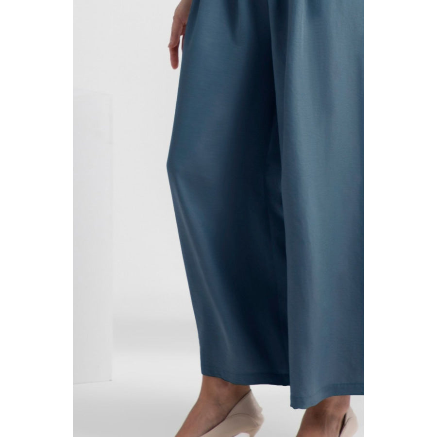 Wide Leg Elastic Waist Pants Apparel and Accessories