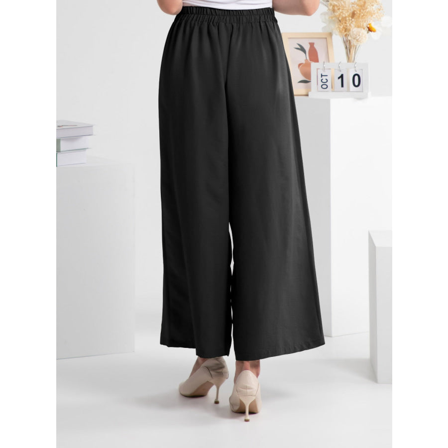 Wide Leg Elastic Waist Pants Apparel and Accessories