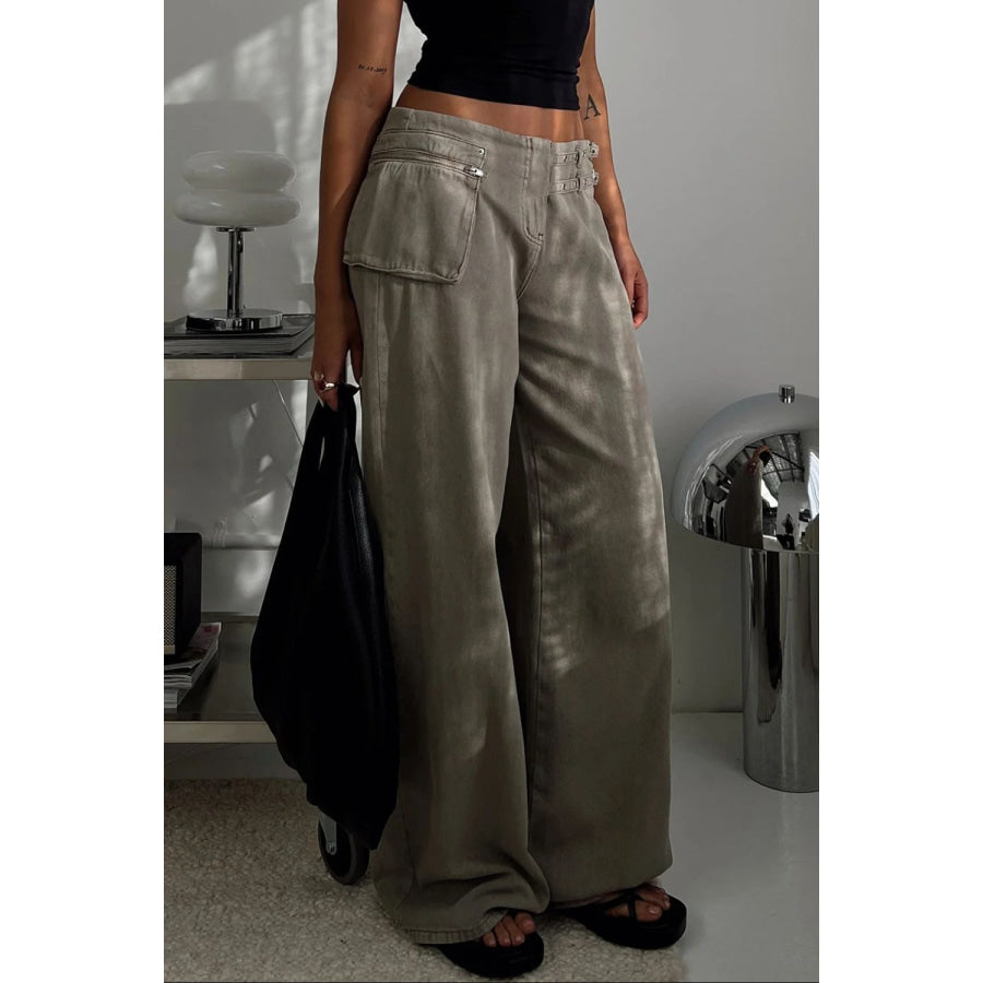 Wide Leg Jeans with Pockets Apparel and Accessories